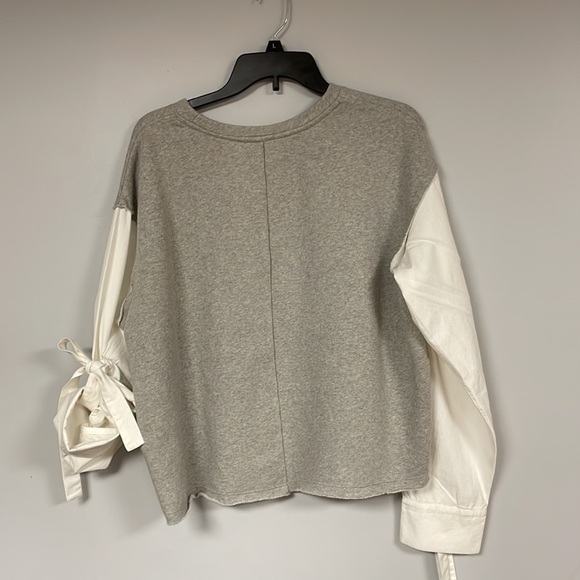 Melrose and Market  cute gray sweatshirt with white cotton sleeves with ties, L - Picture 3 of 8